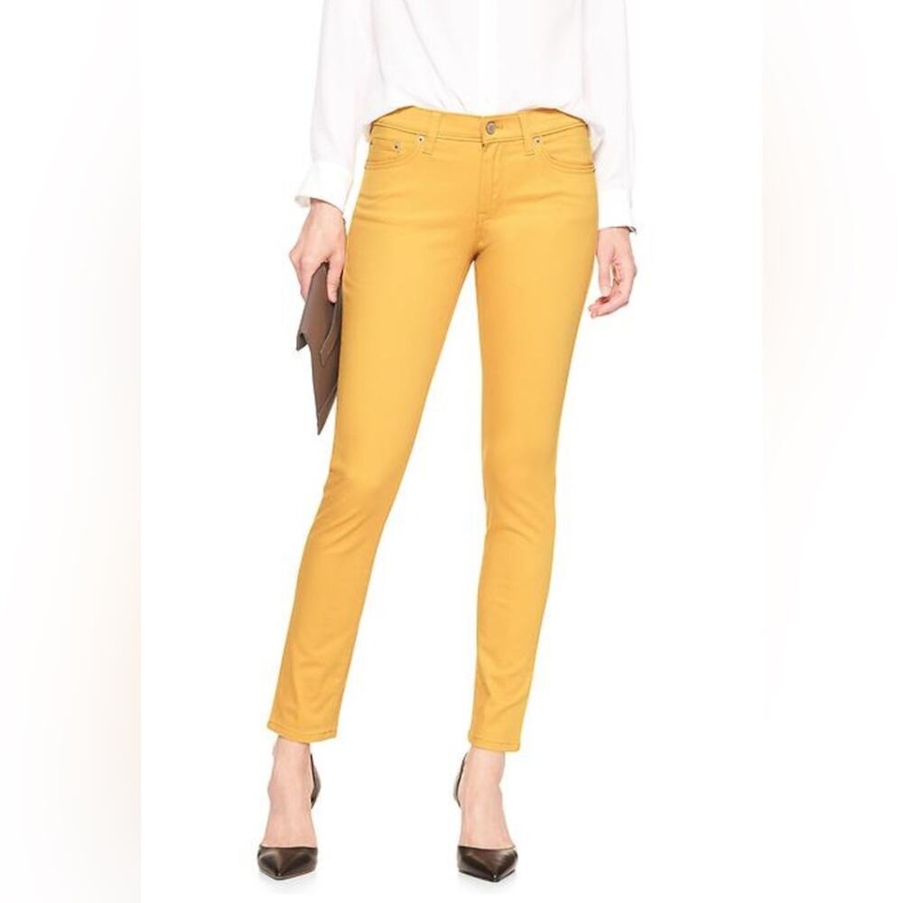 UEC Banana Republic SATEEN SKINNY PANT Mustard Yellow SOOOOO SOFT pants Sz 8/29